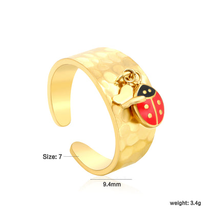 Wholesale Waterproof PVD Gold 9.4mm Butterfly Open Ring