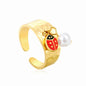 Wholesale Waterproof PVD Gold 9.4mm Butterfly Open Ring