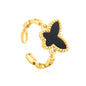 Wholesale Waterproof PVD Gold Butterfly Open Ring (Malachite/Shell/Acrylic)