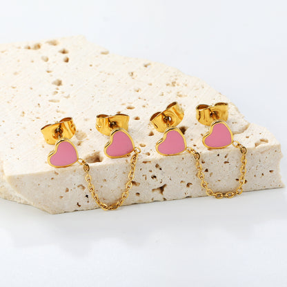 Jewelry suppliers of gold heart black & red & pink oil drops & cross chain