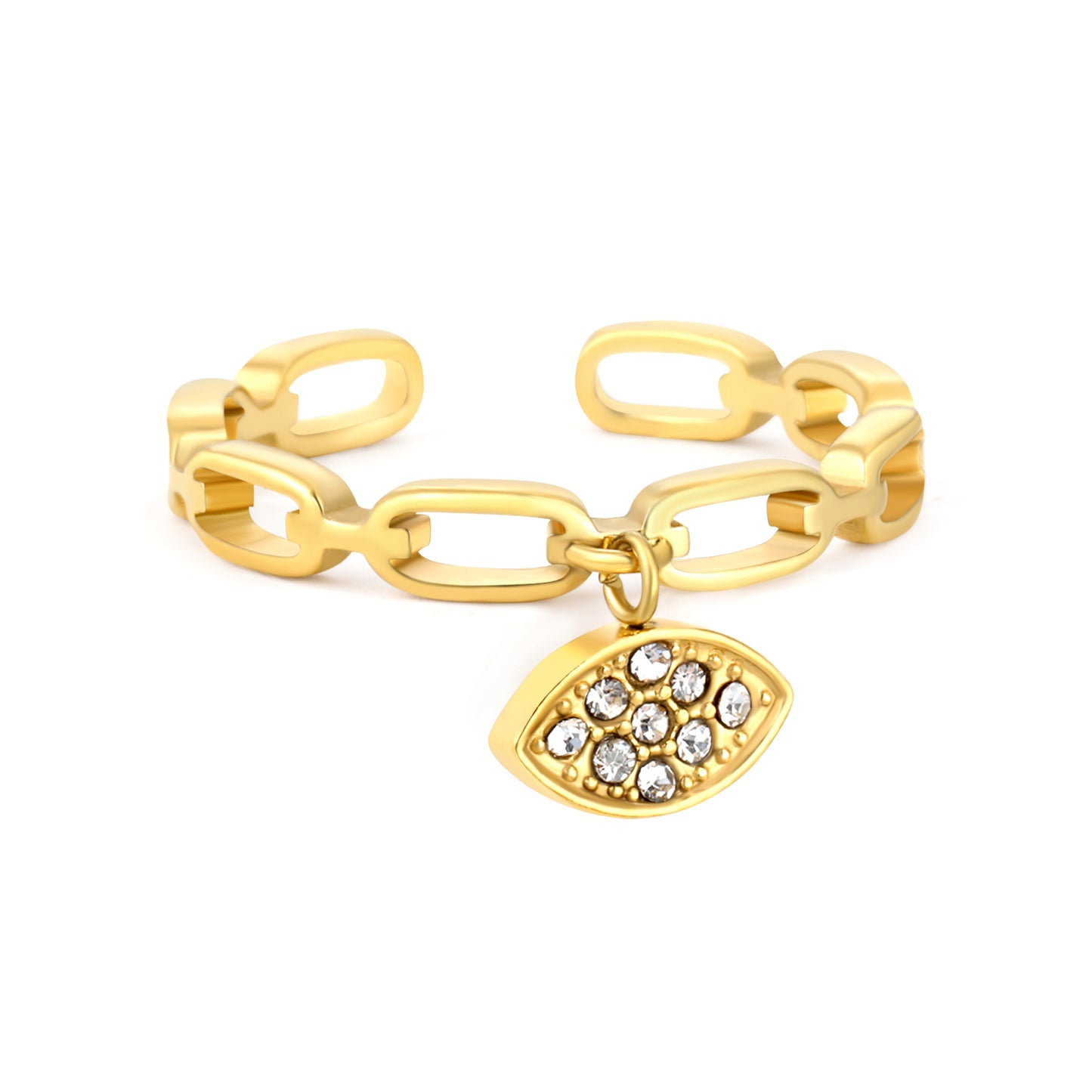 Wholesale Waterproof PVD Open Ring with Pave CZ Dangling Pendants (4 Styles)