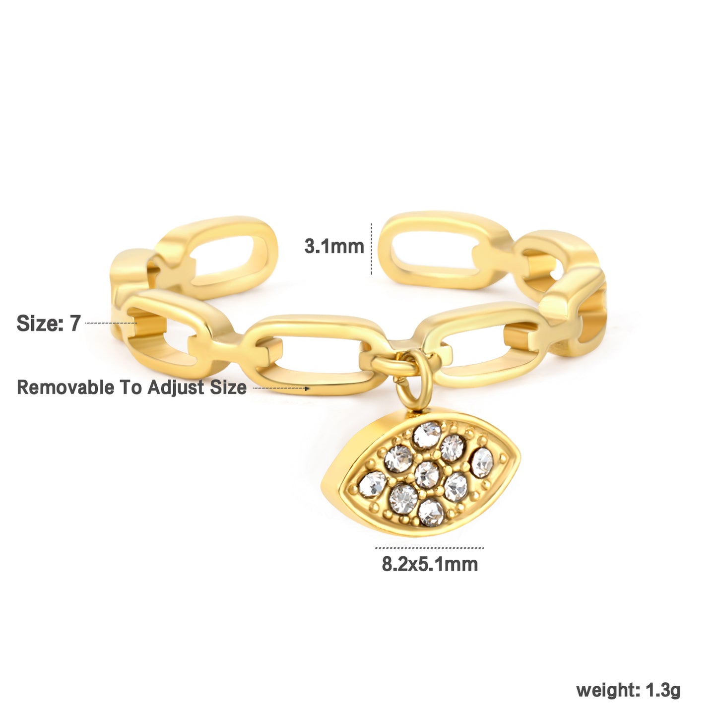 Wholesale Waterproof PVD Open Ring with Pave CZ Dangling Pendants (4 Styles)