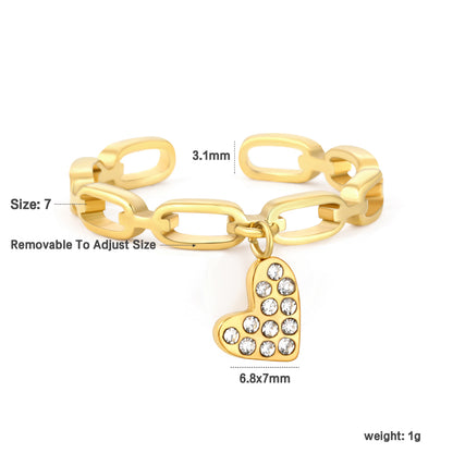 Wholesale Waterproof PVD Open Ring with Pave CZ Dangling Pendants (4 Styles)