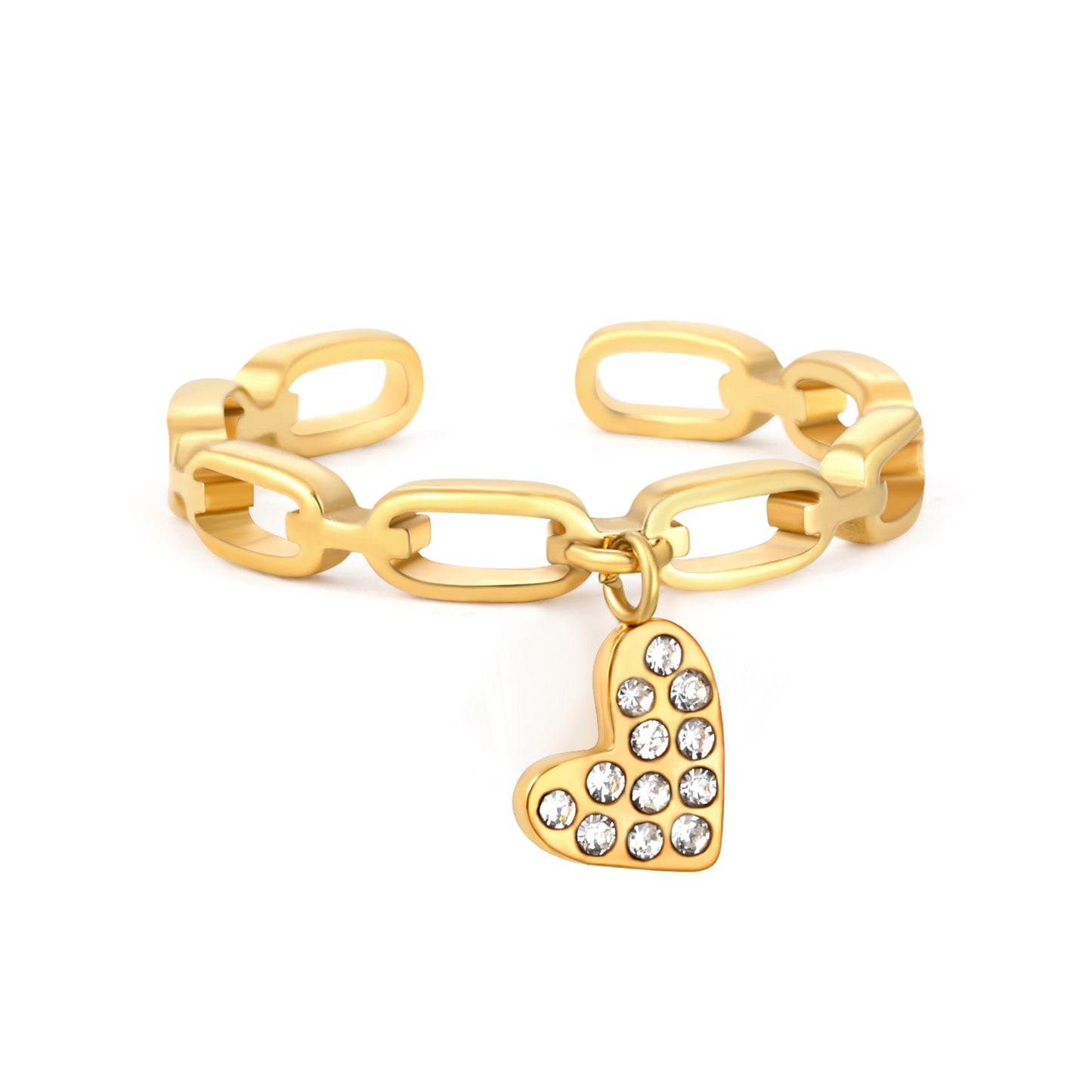 Wholesale Waterproof PVD Open Ring with Pave CZ Dangling Pendants (4 Styles)