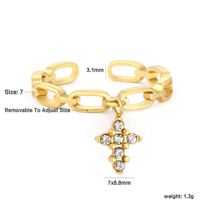 Wholesale Waterproof PVD Open Ring with Pave CZ Dangling Pendants (4 Styles)