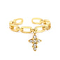 Wholesale Waterproof PVD Open Ring with Pave CZ Dangling Pendants (4 Styles)