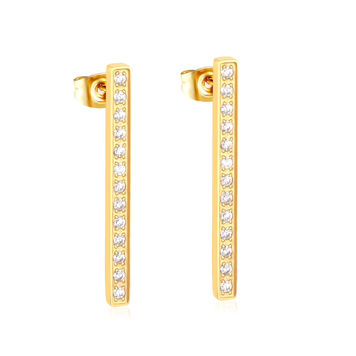 Bulk Waterproof PVD Gold CNC Straight Line Diamond Studs