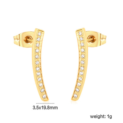 Wholesale Waterproof PVD Gold CNC Pave Diamond Stud Earrings