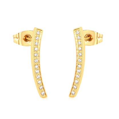 Wholesale Waterproof PVD Gold CNC Pave Diamond Stud Earrings