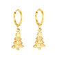 Bulk Waterproof PVD Gold Christmas Tree Charm Hoop Earrings