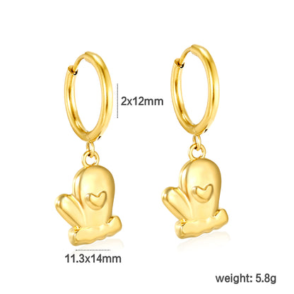 Bulk PVD Gold Glove Charm Hoop Earrings Waterproof Tarnish-Free