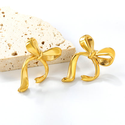 Gold bow stud earrings gold jewelry suppliers