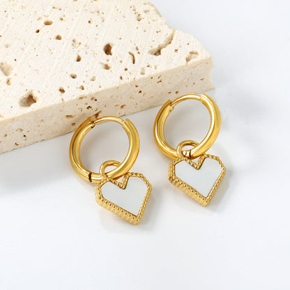 Jewelry Supplier of Golden Earring Clasps & Heart Inlaid White Shell & Black & Red Acrylic