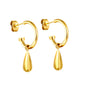 Wholesale Stainless Steel Elegant C-Shaped Teardrop Earrings