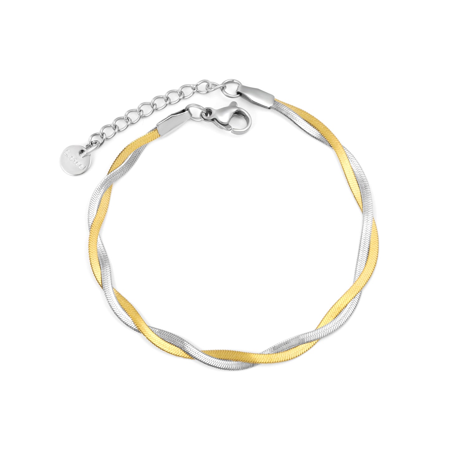 Wholesale Waterproof PVD Two-Tone Double Weave Blade Chain Bracelet