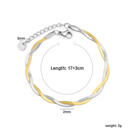 Wholesale Waterproof PVD Two-Tone Double Weave Blade Chain Bracelet