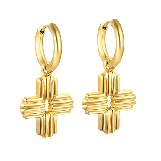 Wholesale 18K Gold Cross - like Hoop Earrings Modern Chic