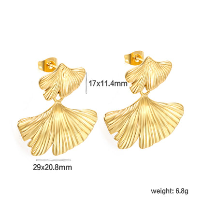 Wholesale Stainless Steel Small Scallop + Large Scallop with Textured Face Earrings