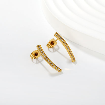 Wholesale Waterproof PVD Gold CNC Pave Diamond Stud Earrings