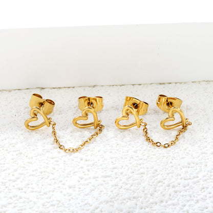 Golden heart circle+cross chain earrings jewelry supplier