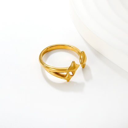 Wholesale Waterproof PVD Gold 13mm Three Lucky Stars Open Ring