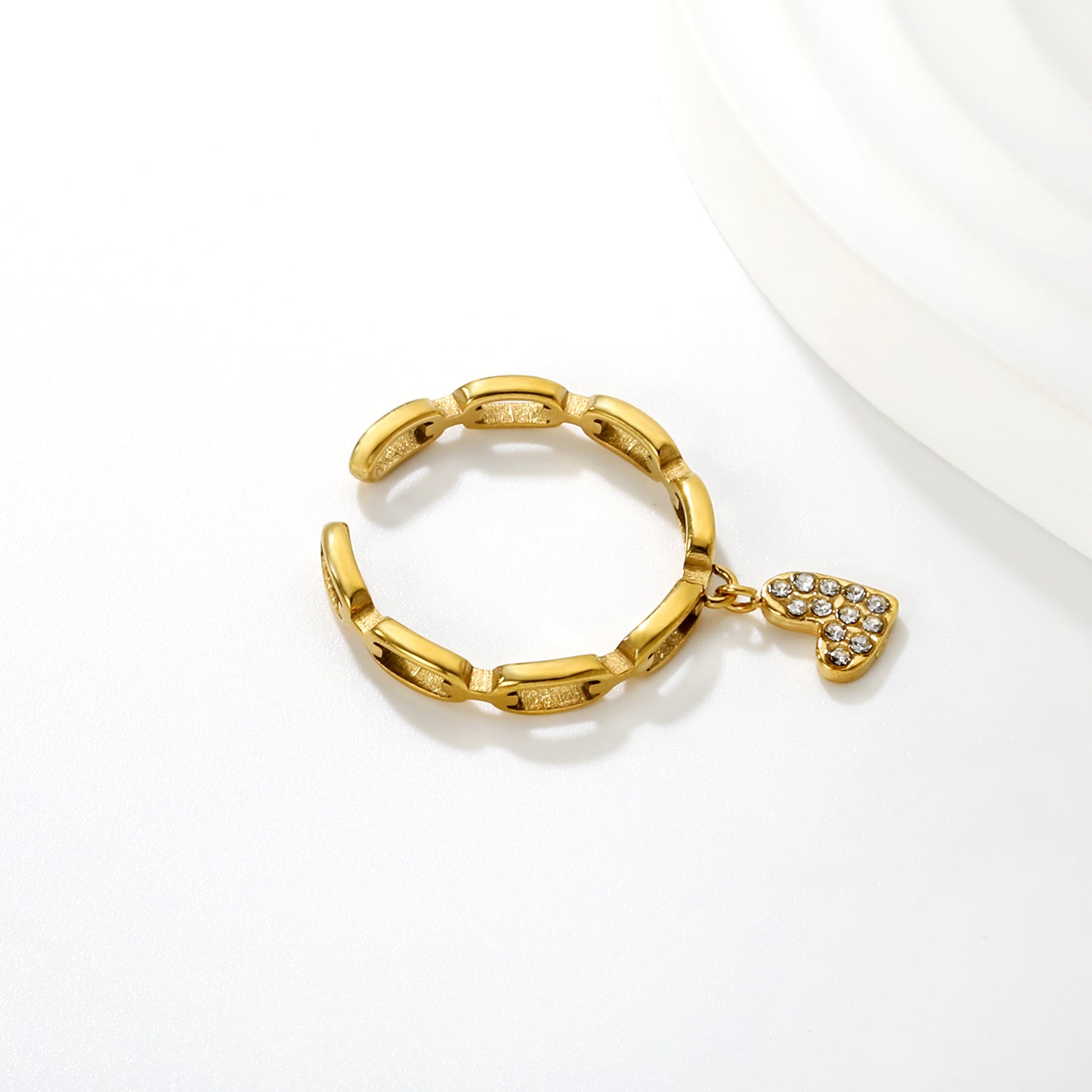 Wholesale Waterproof PVD Open Ring with Pave CZ Dangling Pendants (4 Styles)