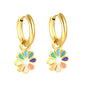 Wholesale Delightful Gold Hoop Earrings with Colorful Floral Ornament