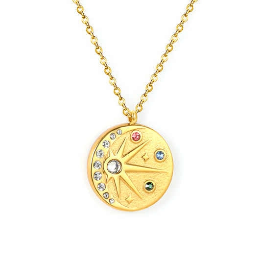 Wholesale 18K Gold Plated Sunburst Multi-Gemstone Necklace Colorful Diamonds Festival Luxury