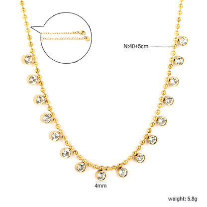 Wholesale Stainless Steel Contemporary Zircon Bead Chain Necklace