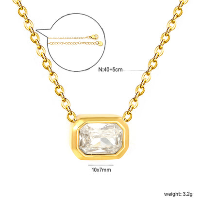 Wholesale 18K Gold Plated Square Gemstone Necklace Multi-Color Options Precision Cut Pendant Festival Luxury