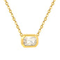 Wholesale 18K Gold Plated Square Gemstone Necklace Multi-Color Options Precision Cut Pendant Festival Luxury