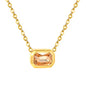 Wholesale 18K Gold Plated Square Gemstone Necklace Multi-Color Options Precision Cut Pendant Festival Luxury