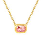 Wholesale 18K Gold Plated Square Gemstone Necklace Multi-Color Options Precision Cut Pendant Festival Luxury