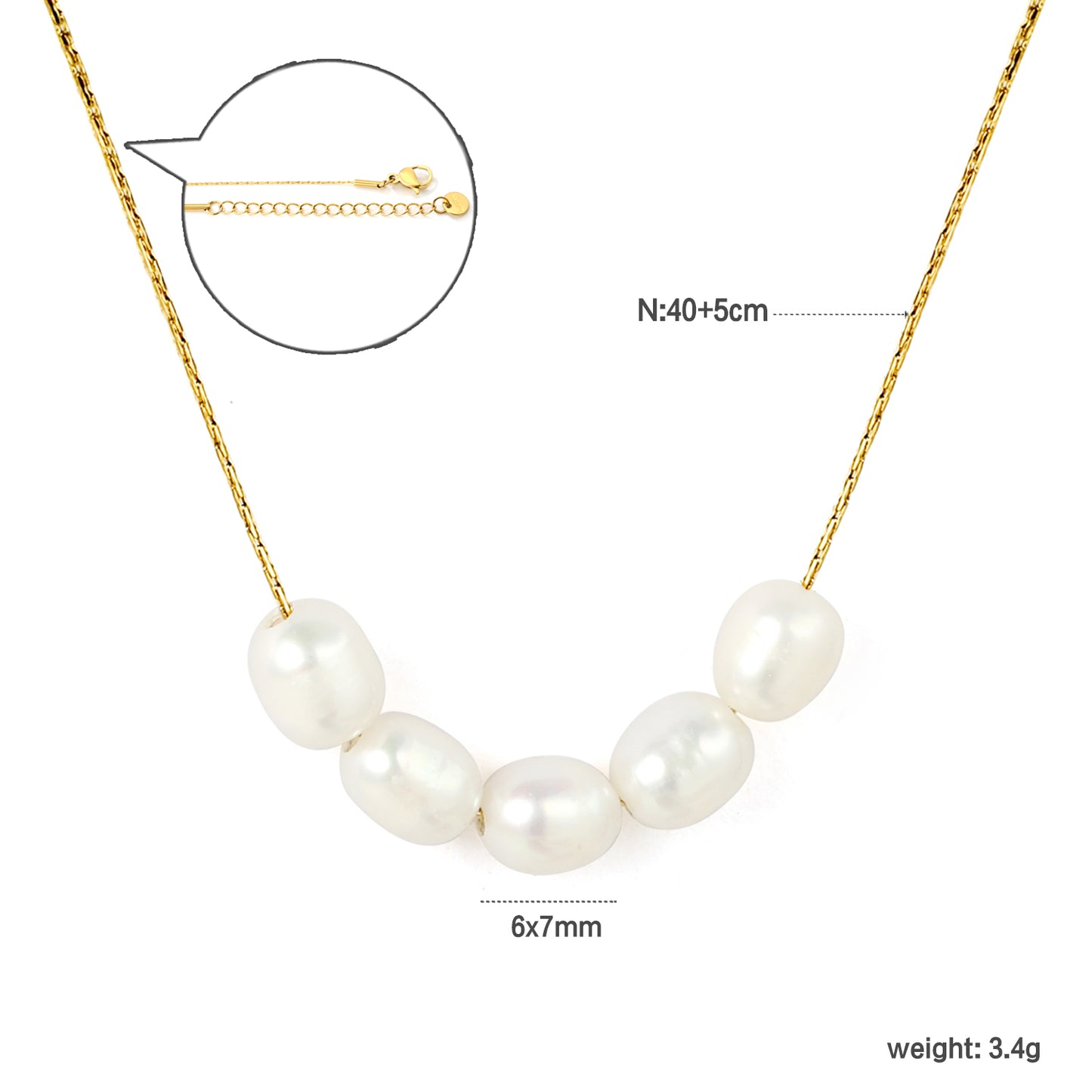 Wholesale 18K Gold Plated Pearl Strand Necklace Irregular White Pearls Natural Luster Light Luxury