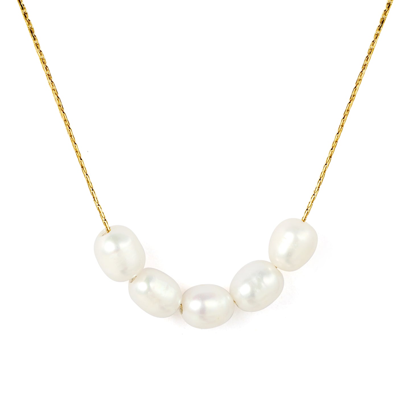 Wholesale 18K Gold Plated Pearl Strand Necklace Irregular White Pearls Natural Luster Light Luxury