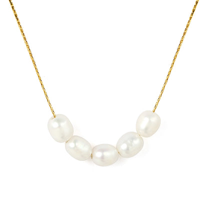 Wholesale 18K Gold Plated Pearl Strand Necklace Irregular White Pearls Natural Luster Light Luxury