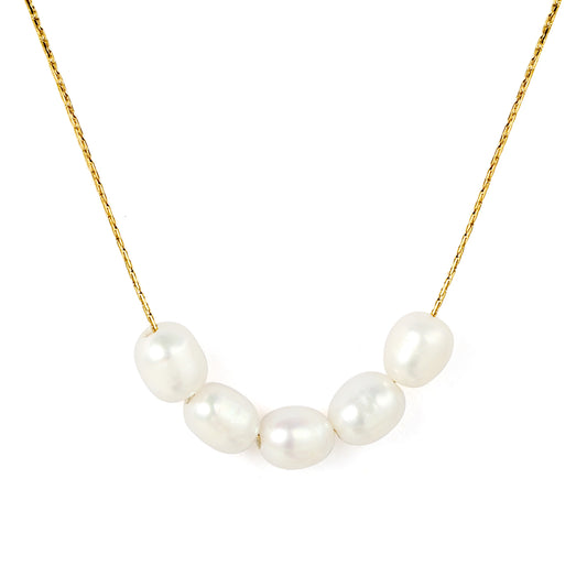 Wholesale 18K Gold Plated Pearl Strand Necklace Irregular White Pearls Natural Luster Light Luxury