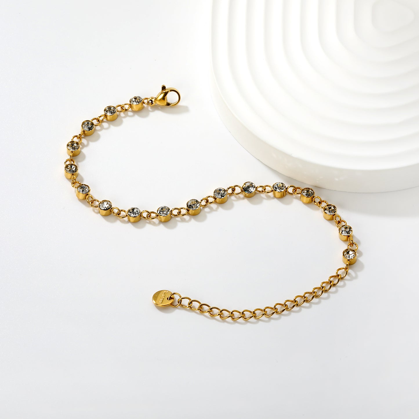 Bulk PVD Gold Cylinder Bar Link Bracelet Waterproof Tarnish-Free