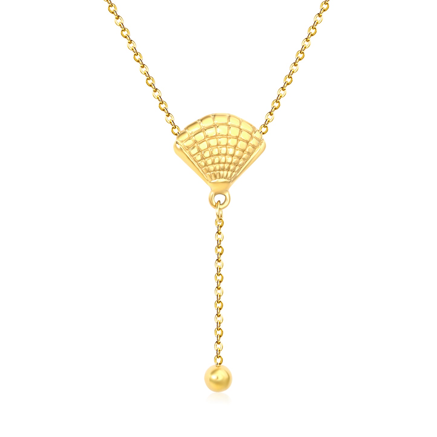 Wholesale 18K Gold Plated Fan Y-Drop Necklace Openwork Design Natural Theme Light Luxury