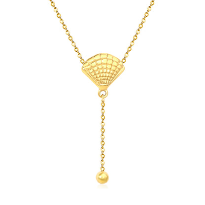 Wholesale 18K Gold Plated Fan Y-Drop Necklace Openwork Design Natural Theme Light Luxury
