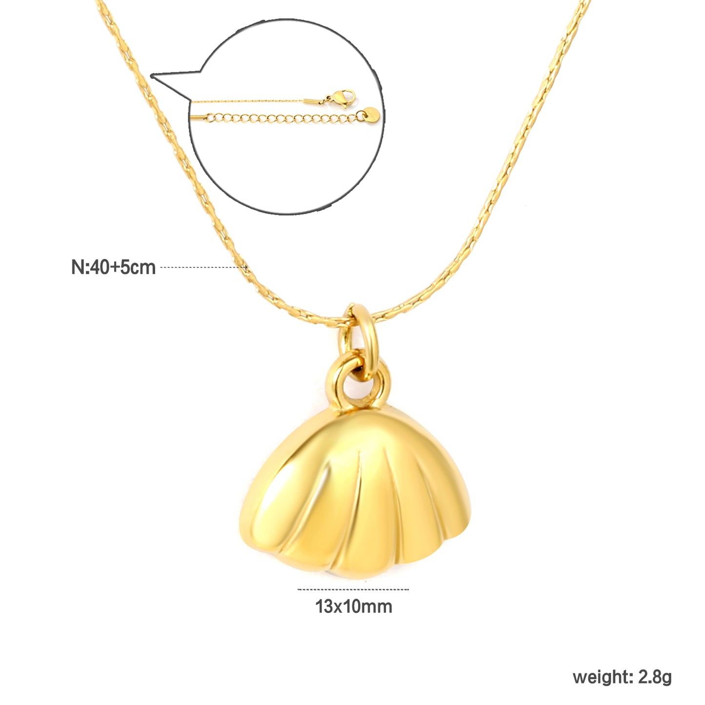 Wholesale 18K Gold Plated Shell Pendant Necklace Textured Surface Natural Theme Luxury