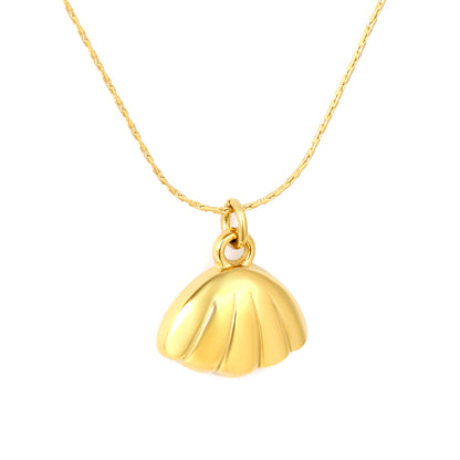 Wholesale 18K Gold Plated Shell Pendant Necklace Textured Surface Natural Theme Luxury