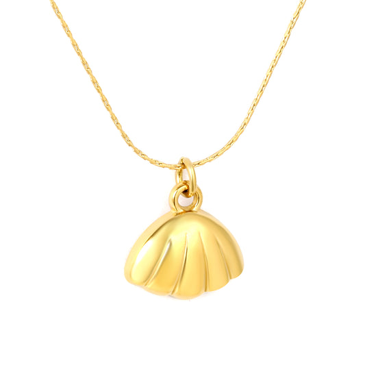 Wholesale 18K Gold Plated Shell Pendant Necklace Textured Surface Natural Theme Luxury