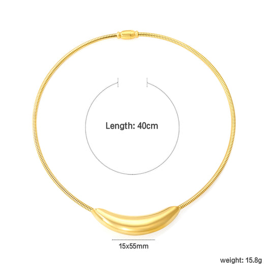 Wholesale 18K Gold Plated Wide U-Collar Necklace Contoured Design Minimalist Statement