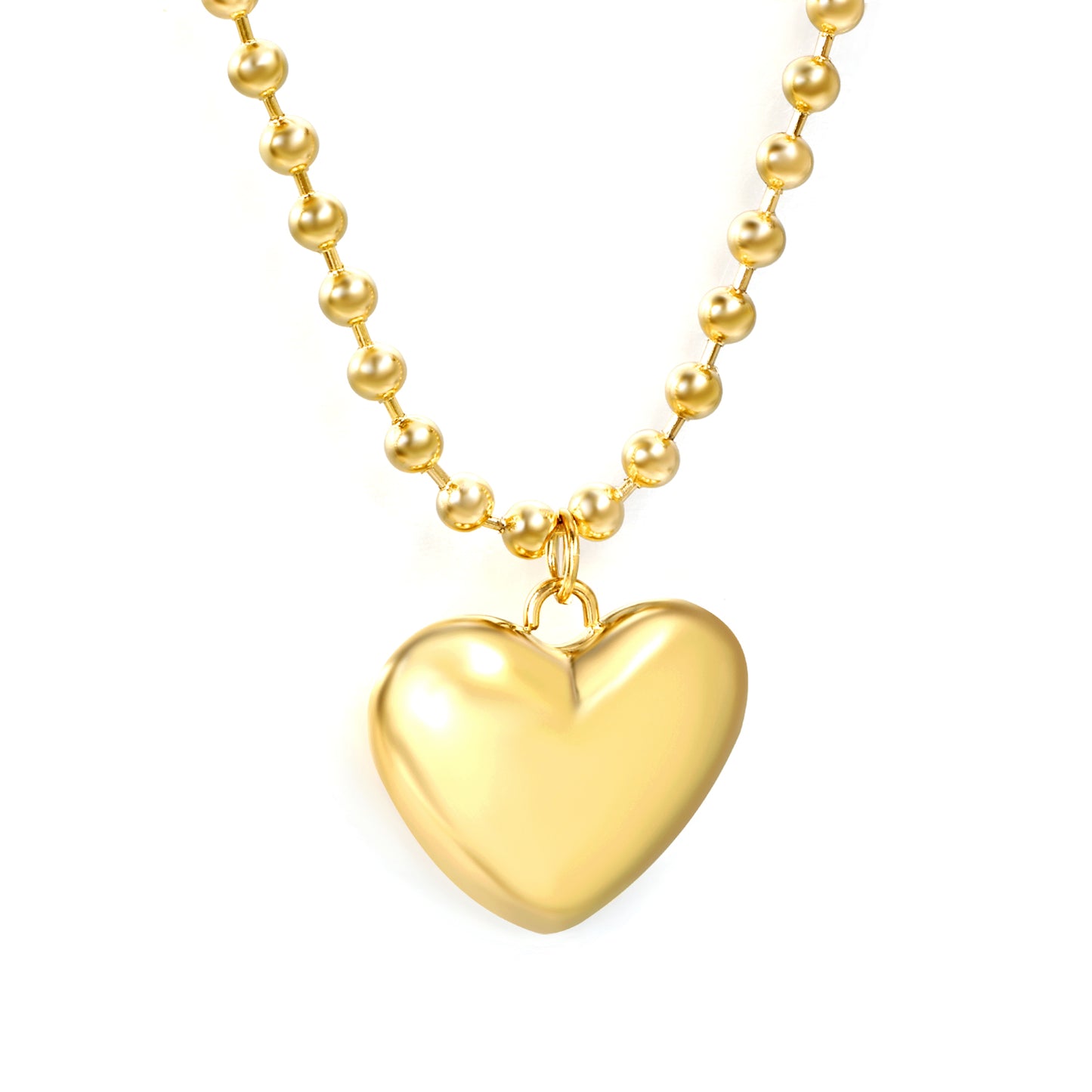 Bulk Stainless Steel Gold Heart Pendant Necklace Sweet Style