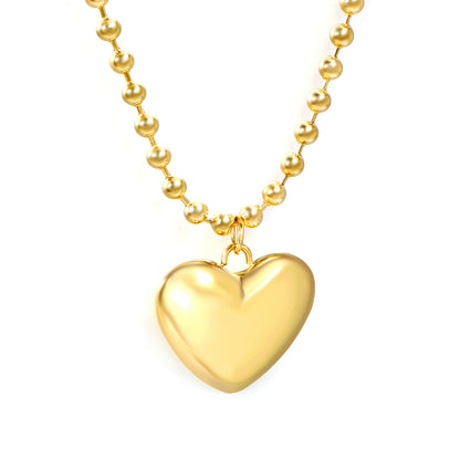 Bulk Stainless Steel Gold Heart Pendant Necklace Sweet Style