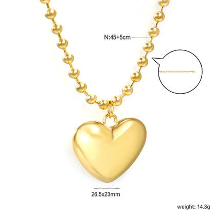 Bulk Stainless Steel Gold Heart Pendant Necklace Sweet Style