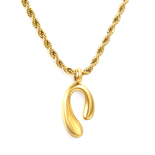 Wholesale stainless steel long and short n shape pendant necklace twist chain