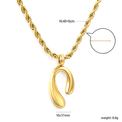 Wholesale stainless steel long and short n shape pendant necklace twist chain