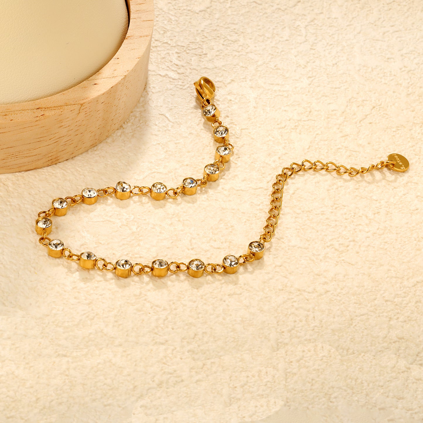 Bulk PVD Gold Cylinder Bar Link Bracelet Waterproof Tarnish-Free